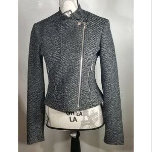 Theory Kinde Women's Tweed Zip-Front Jacket, Black Size 4 Pre-owned